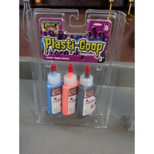 Creepy Crawlers Plasti-Goop Compound 3 Pack blue orange black, New Sealed
